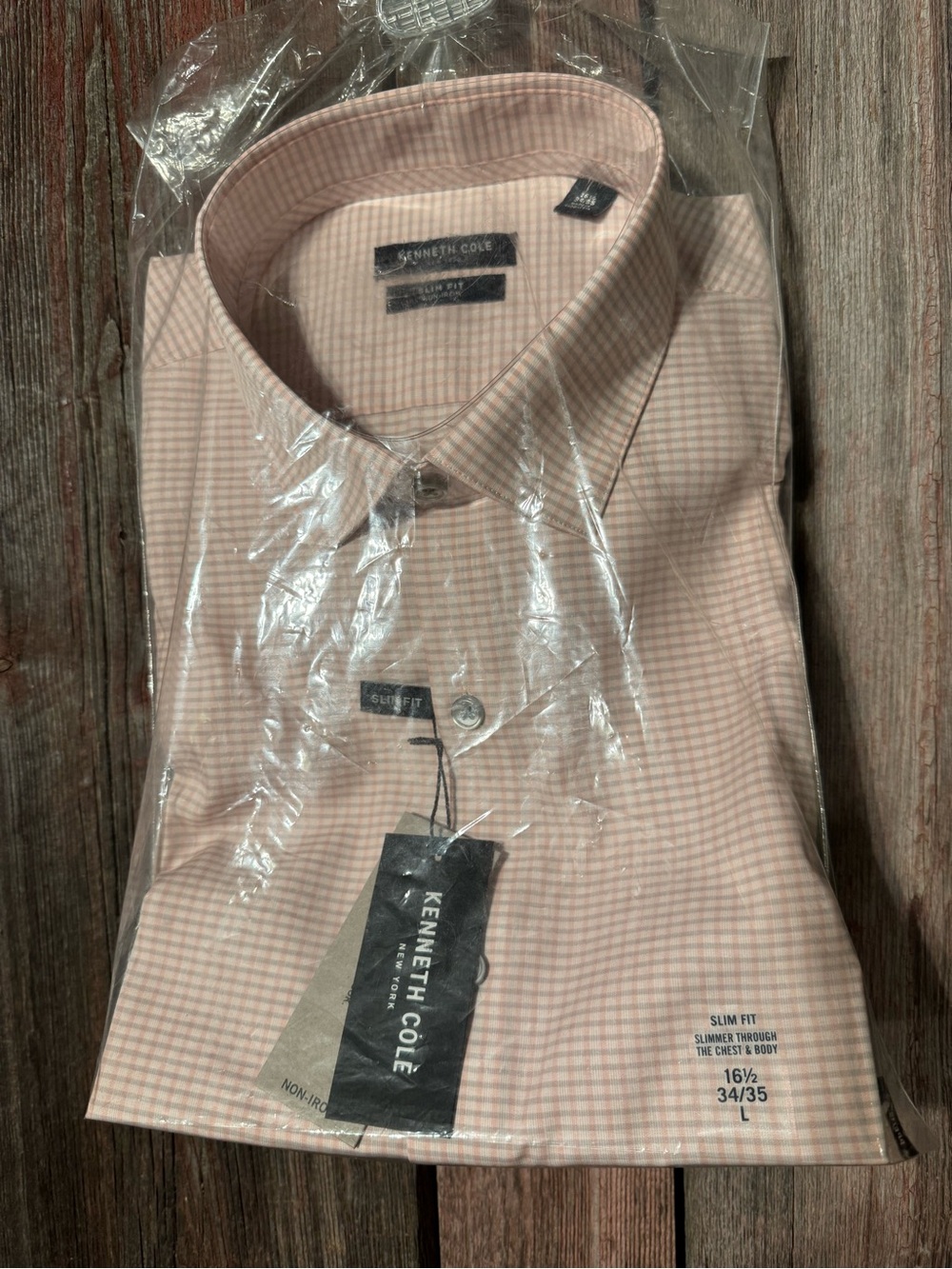 Kenneth Cole Slim Dress Shirt in Light Pink Micro-Check